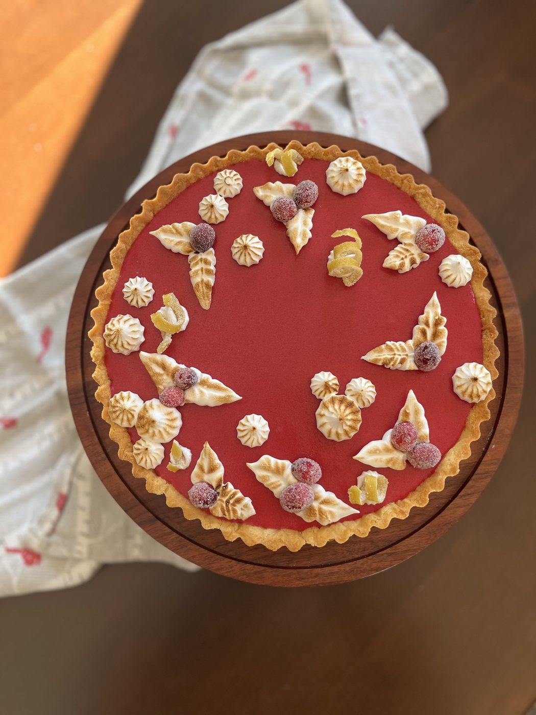 Cranberry tart with sugared cranberries
